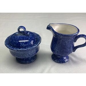 Mikasa VTG Sundown Blue Country Charm Cream & Sugar Set D9501 Japan